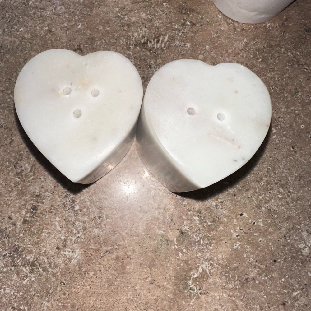 Anthropologie White Heart Salt and Pepper Shakers